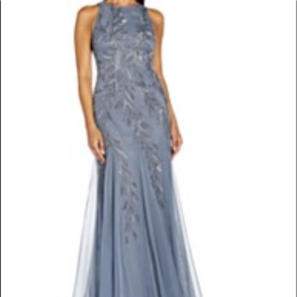 EVENING/ADRIANNA PAPELL BEADED HALTER GOWN - Picture 2 of 4